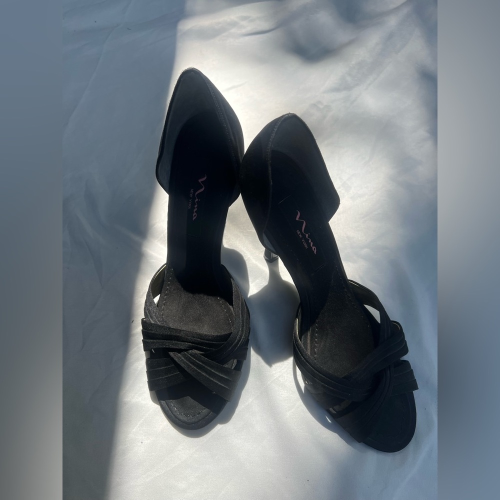 Nina New York Black Suede Heels